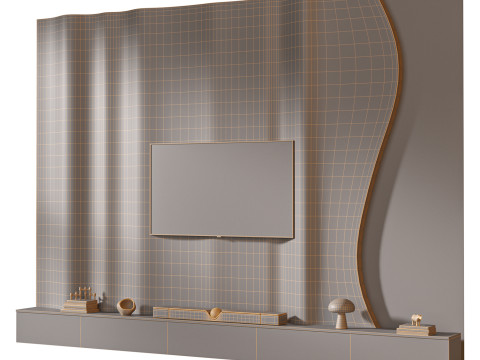 TV wall set 22 Model 3D