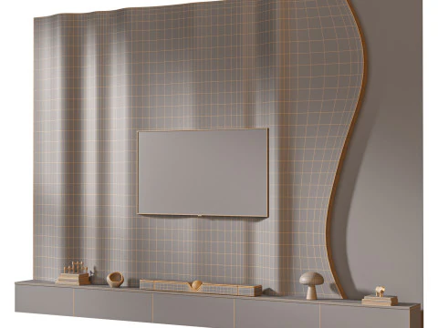 TV wall set 22 3D Model