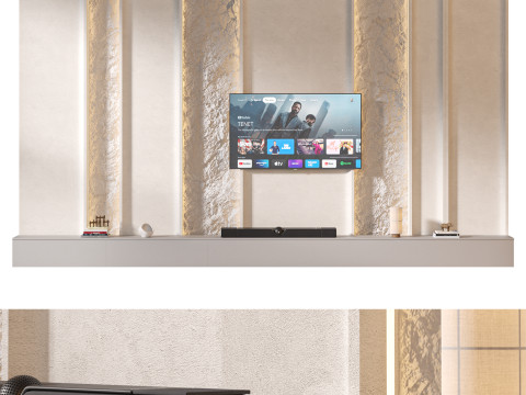 TV wall set 24 3D-Modell