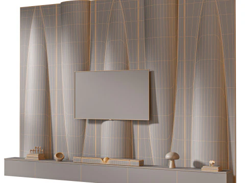TV wall set 26 3D Model
