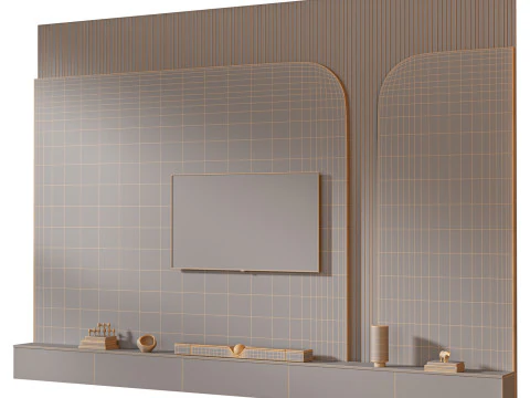 TV wall set 27 3D Model