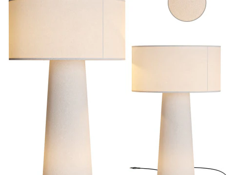 Staande lamp gemaakt van stof en metaal cilinder-modern-Eryn 3D Model