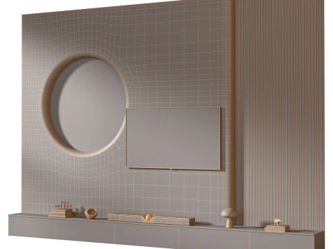 TV wall set 33 3D Model