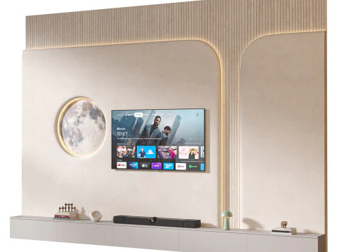 TV wall set 34 3D Model
