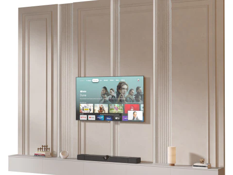 TV wall set 36 3D Model