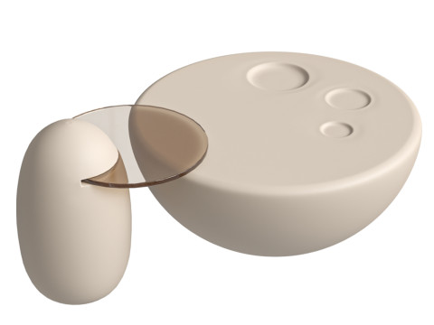 Round Fiberglass Luxury Set Modern Cream Coffee Tables for Home 3D Модель