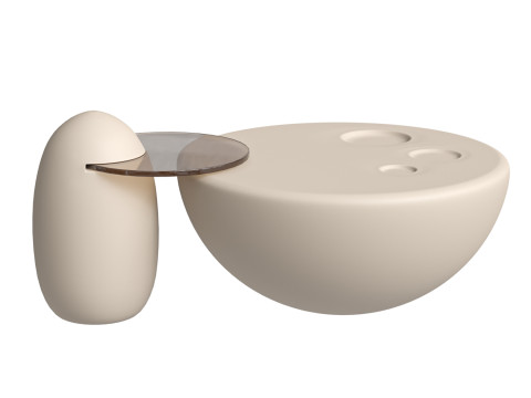Round Fiberglass Luxury Set Modern Cream Coffee Tables for Home 3D Модель