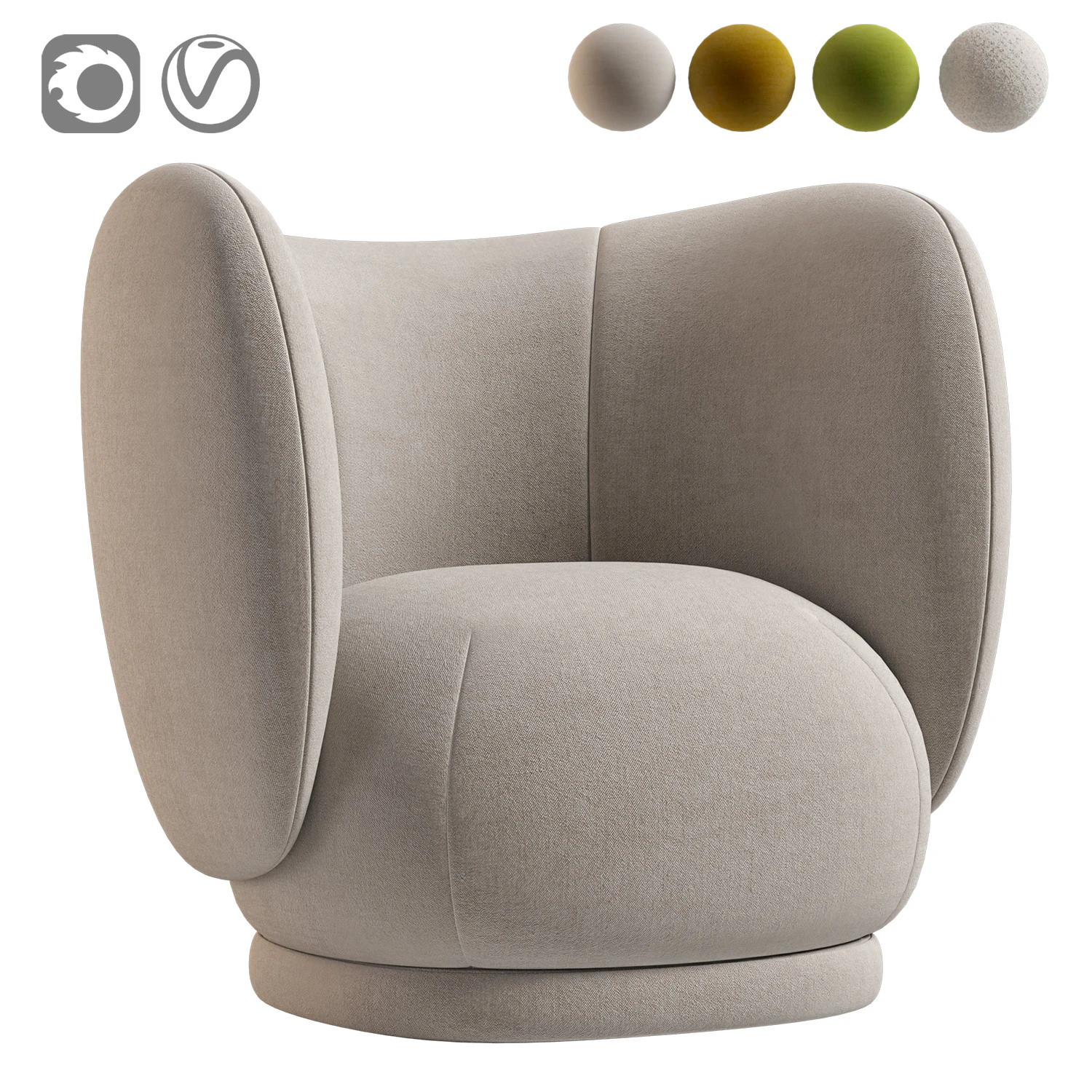 Rico Lounge Chair Louisiana 3D Model .c4d .max .obj .3ds .fbx .stl .blend