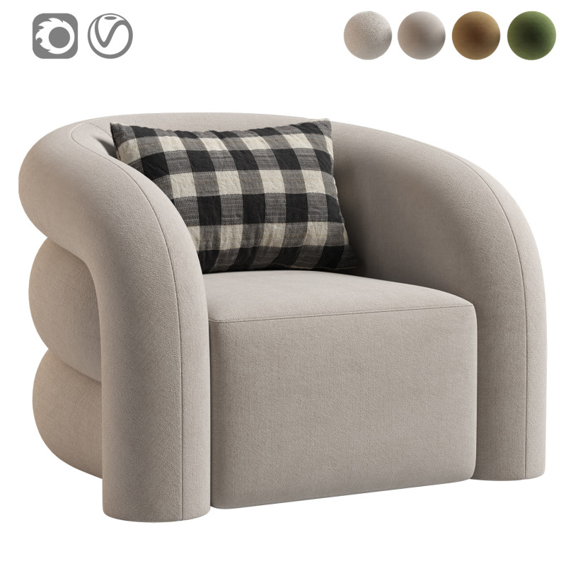 NOVELLE Armchair 3D Модель .c4d .max .obj .3ds .fbx .stl .blend 