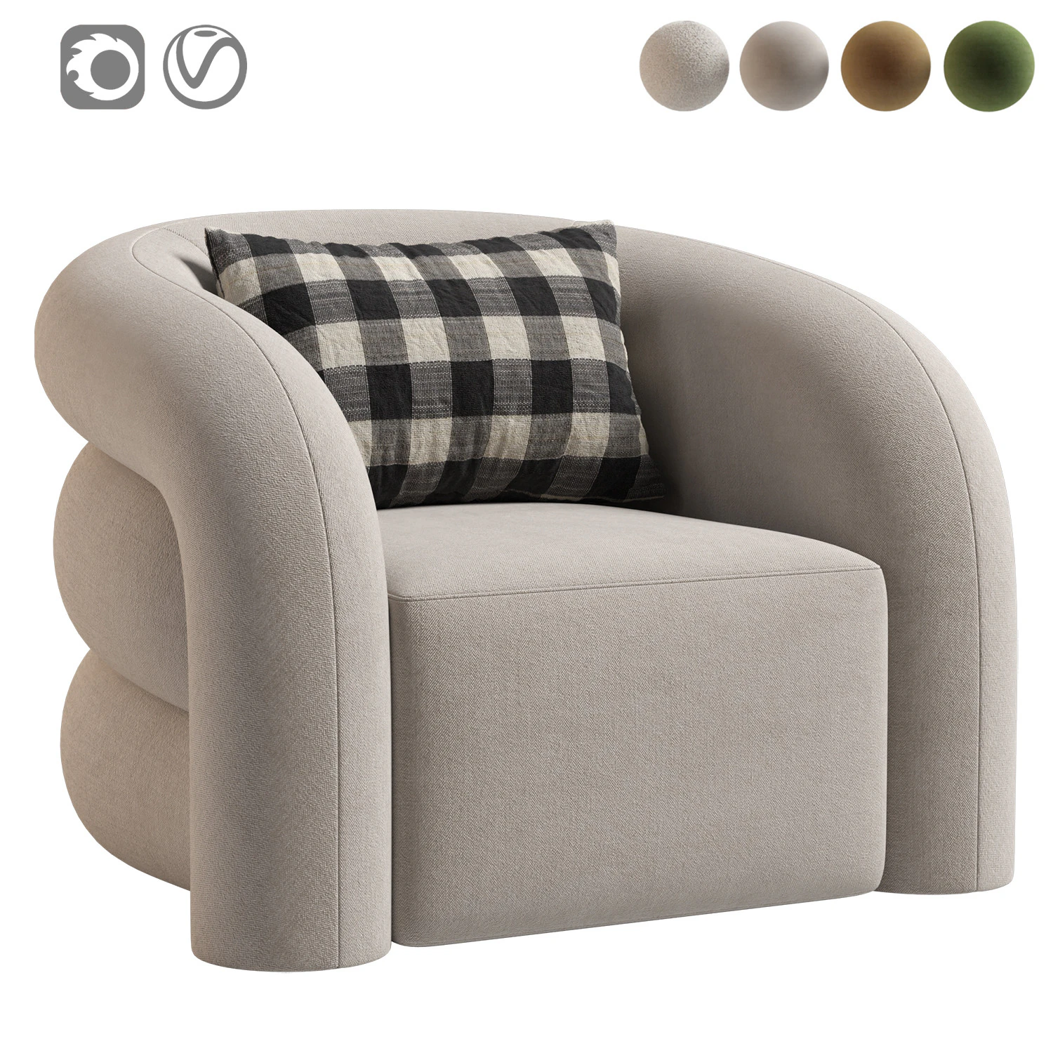 NOVELLE Armchair 3D Model .c4d .max .obj .3ds .fbx .stl .blend 