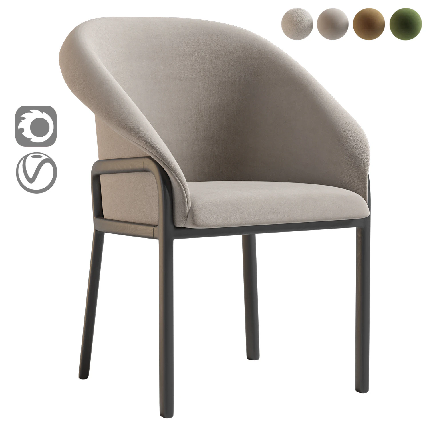 Minimalist Organic Chair 3D Model .c4d .max .obj .3ds .fbx .stl .blend