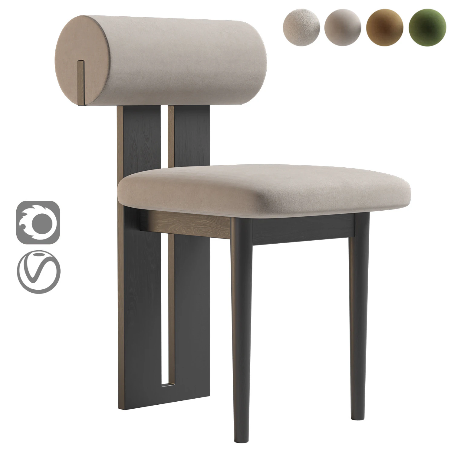 HIPPO CHAIR BOUCL UPHOLSTERY 3D Model .c4d .max .obj .3ds .fbx .stl .blend 