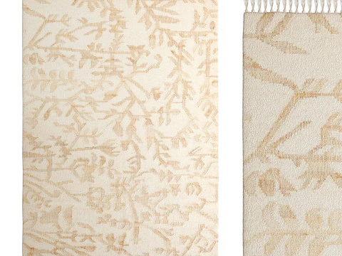 Płasko tkany dywan z wełny fronde z juty Model 3D