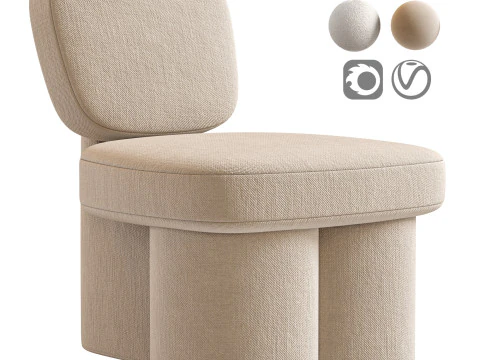 스틸 블루 코듀로이 Thea 악센트 의자 3D 모델