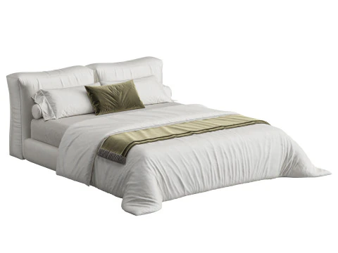 Amos Buklet Beyaz &Ccedil;ağdaş Dikd&ouml;rtgen Başlık Karyola Krali&ccedil;e Boyutu 3D Model