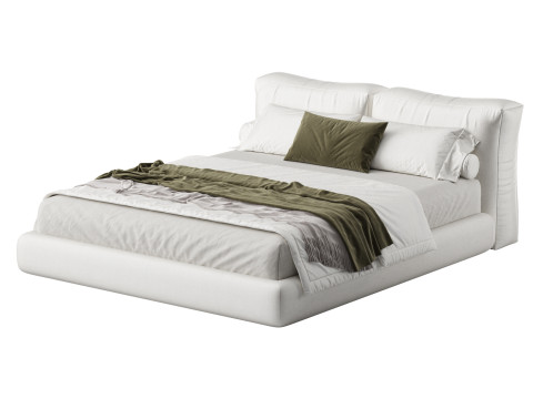 Amos Boucle White Contemporary Rectangular Head Board Bed Frame Queen Size 3D Модель