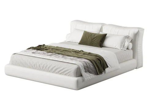 Amos Buklet Beyaz &Ccedil;ağdaş Dikd&ouml;rtgen Başlık Karyola Krali&ccedil;e Boyutu 3D Model