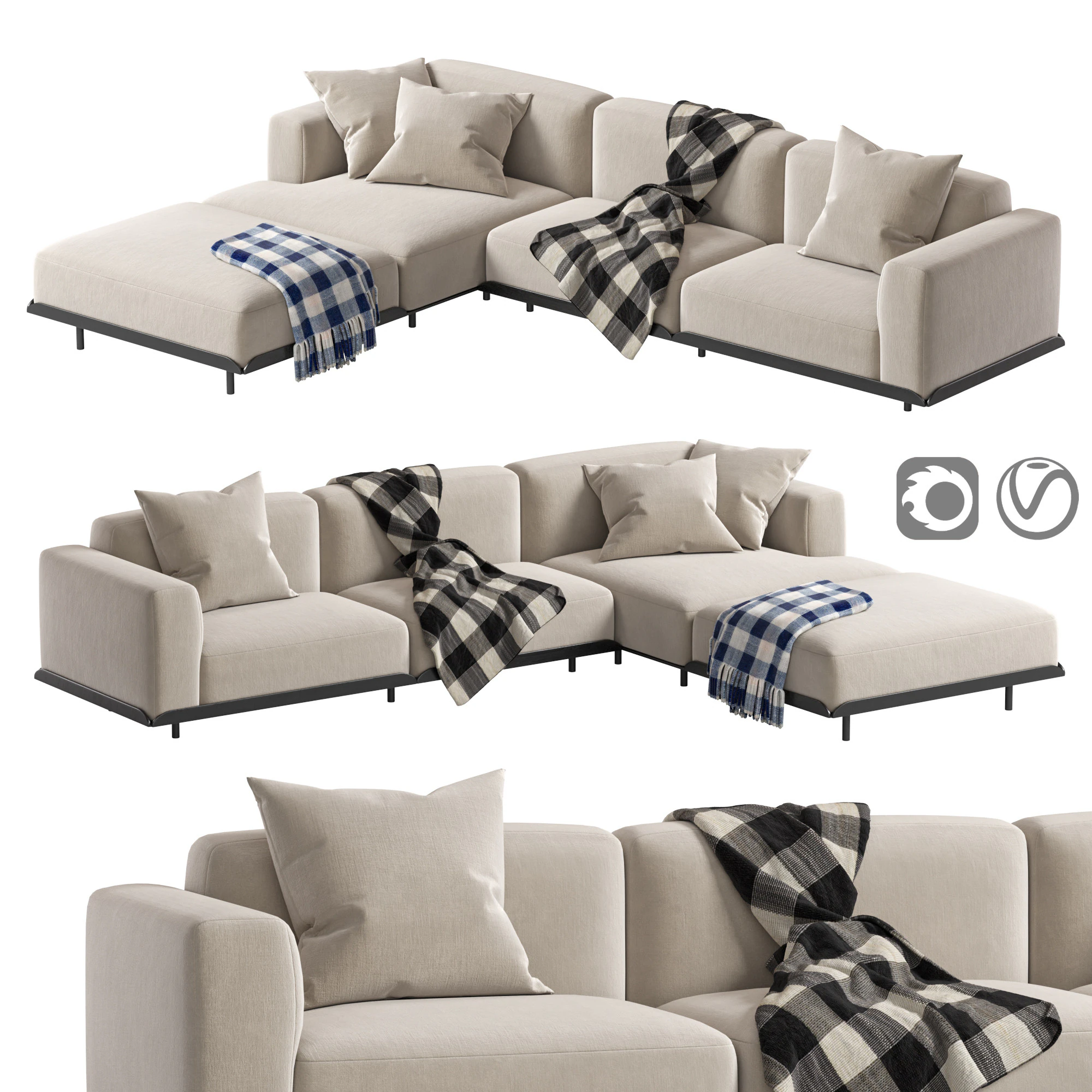 Arflex Claudine L Sofa 3D Model .c4d .max .obj .3ds .fbx .stl .blend 