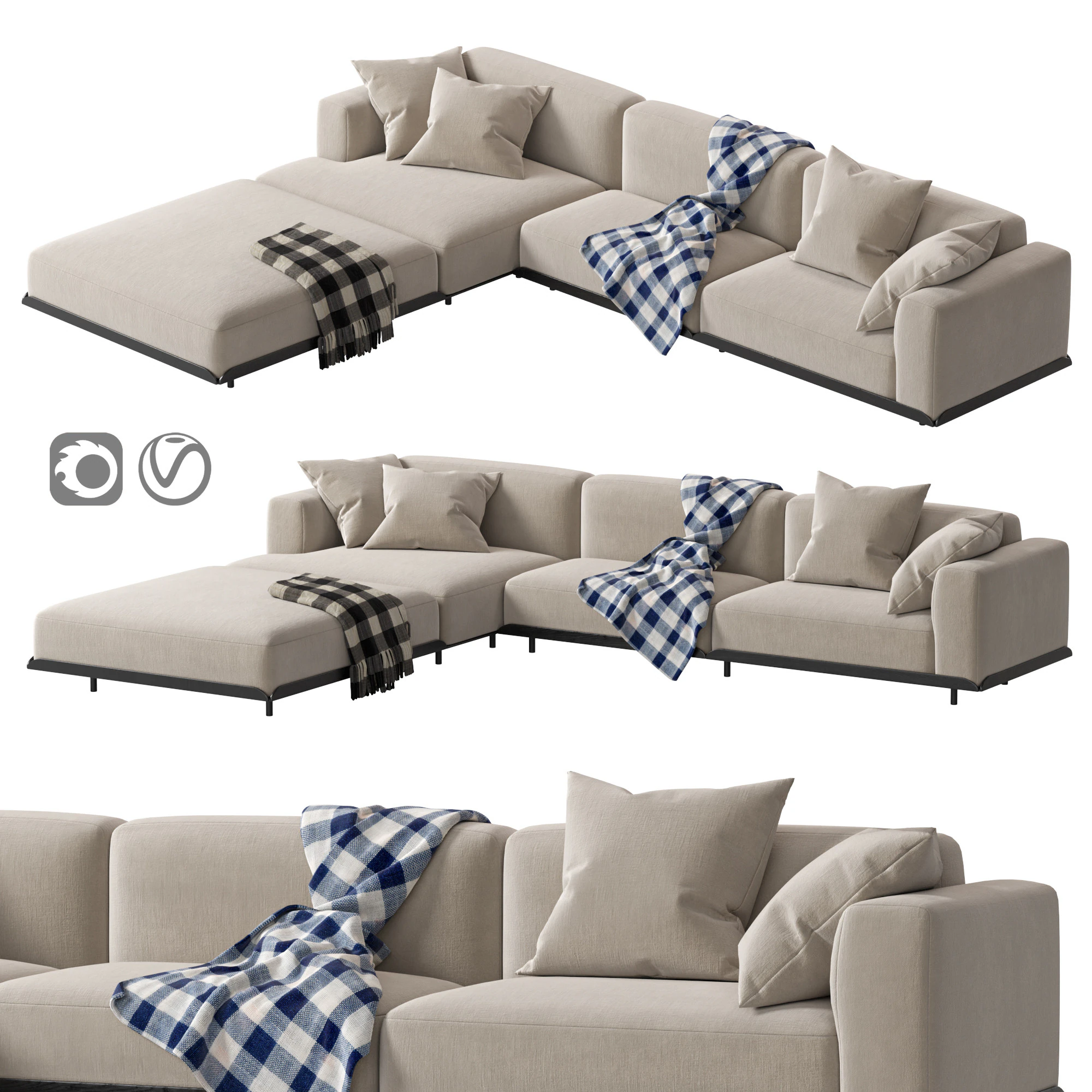 Arflex Claudine L Sofa 3D Model .c4d .max .obj .3ds .fbx .stl .blend 