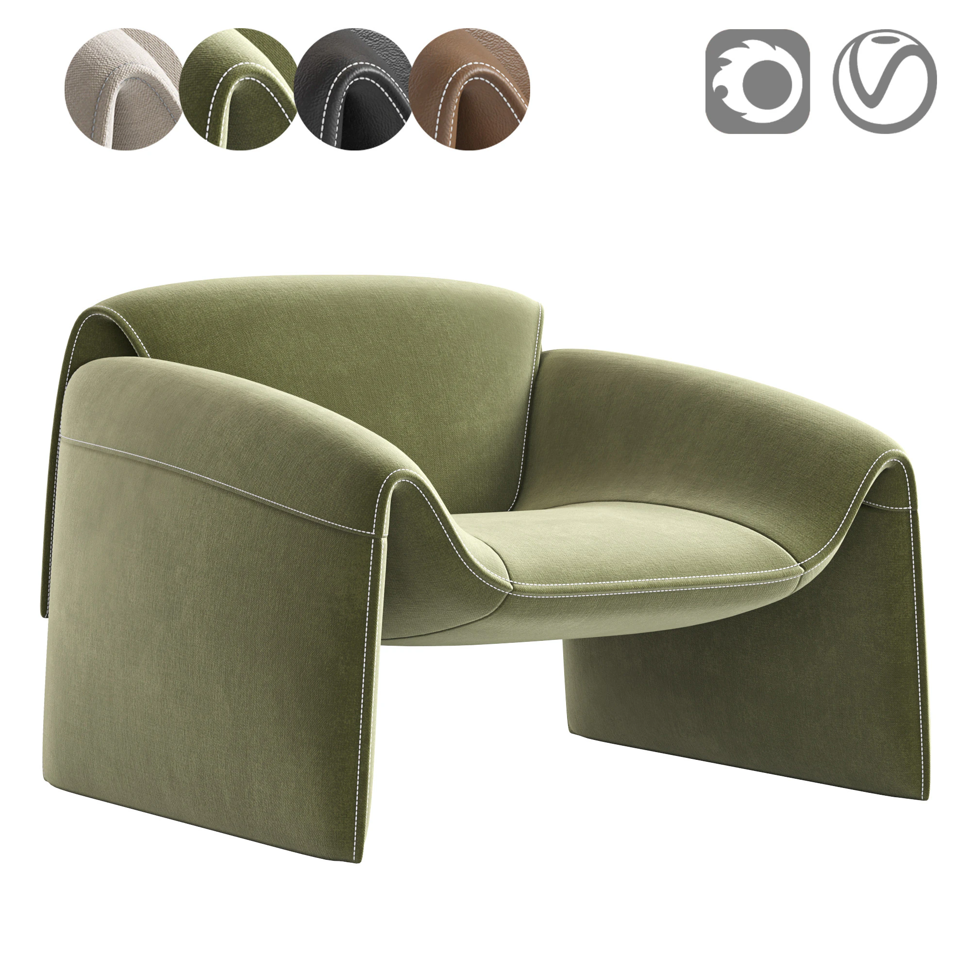 LE CLUB Armchair By Poliform 3D Model .c4d .max .obj .3ds .fbx .stl .blend 