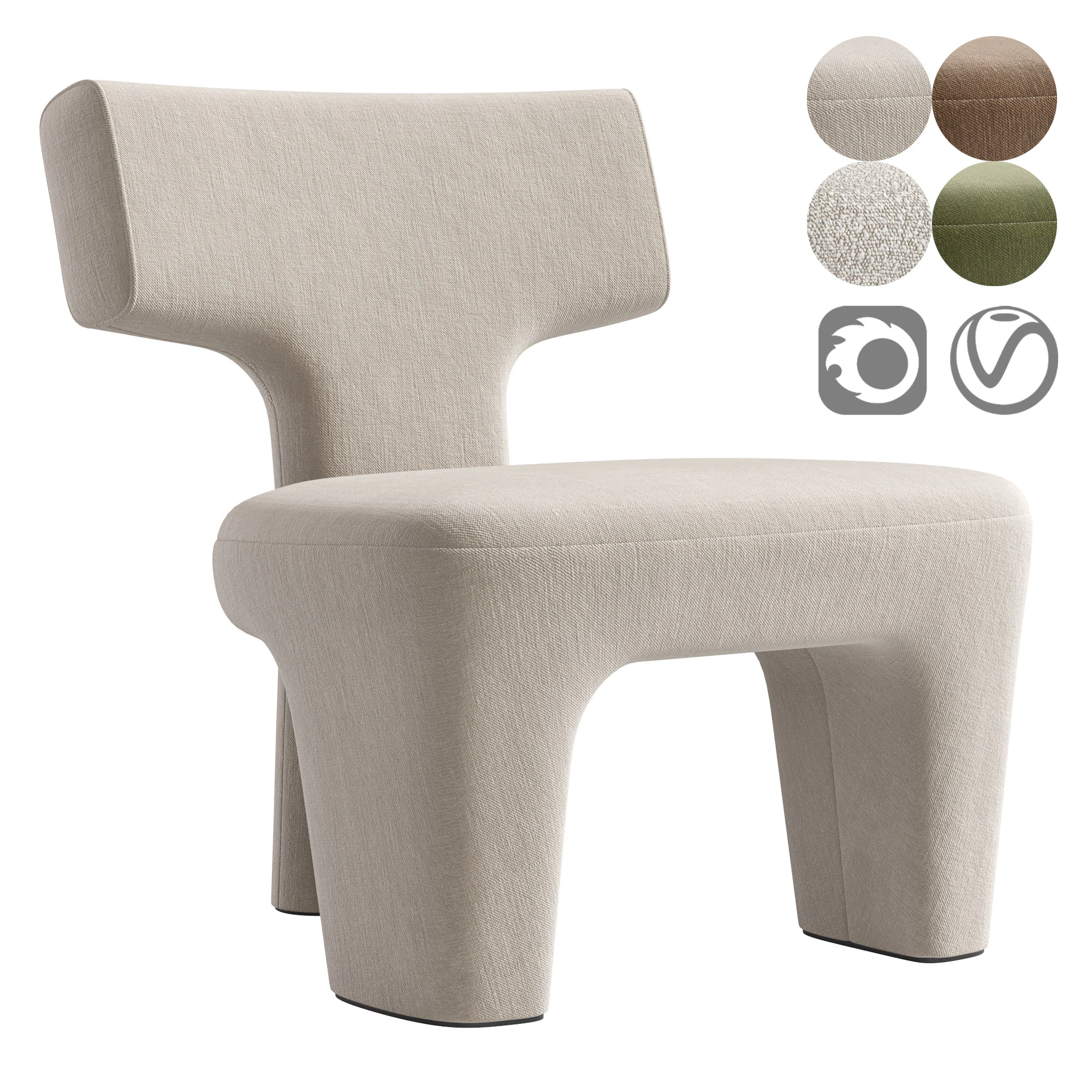 Slipper chairs By LITHO 3D Model .c4d .max .obj .3ds .fbx .stl .blend