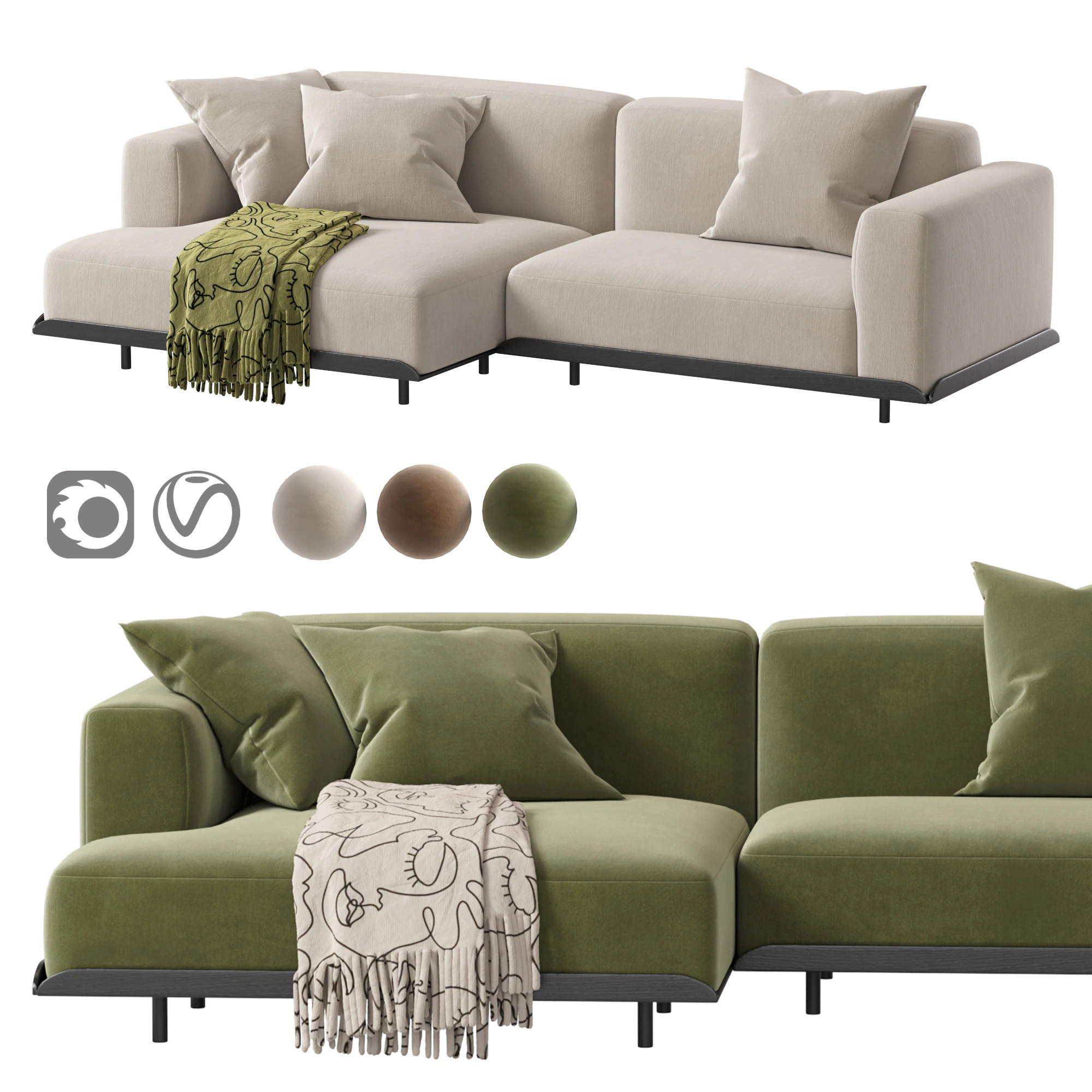 Arflex Claudine L Sofa 3D Model .c4d .max .obj .3ds .fbx .stl .blend 