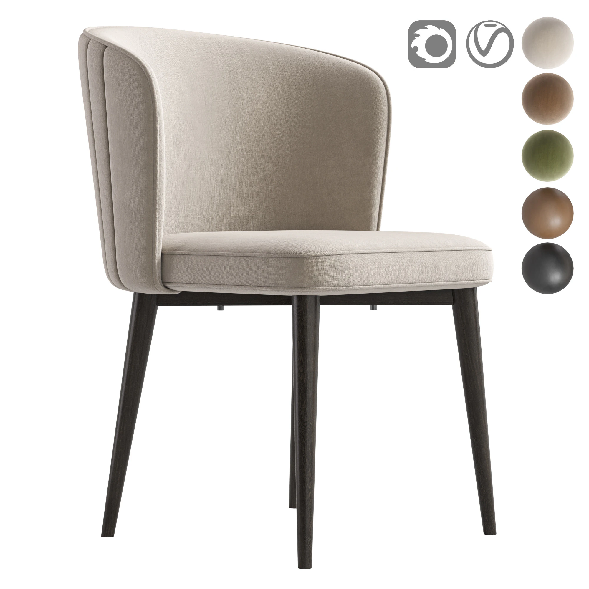 CLAUDE FABRIC DINING CHAIR 3D Model .c4d .max .obj .3ds .fbx .stl .blend 