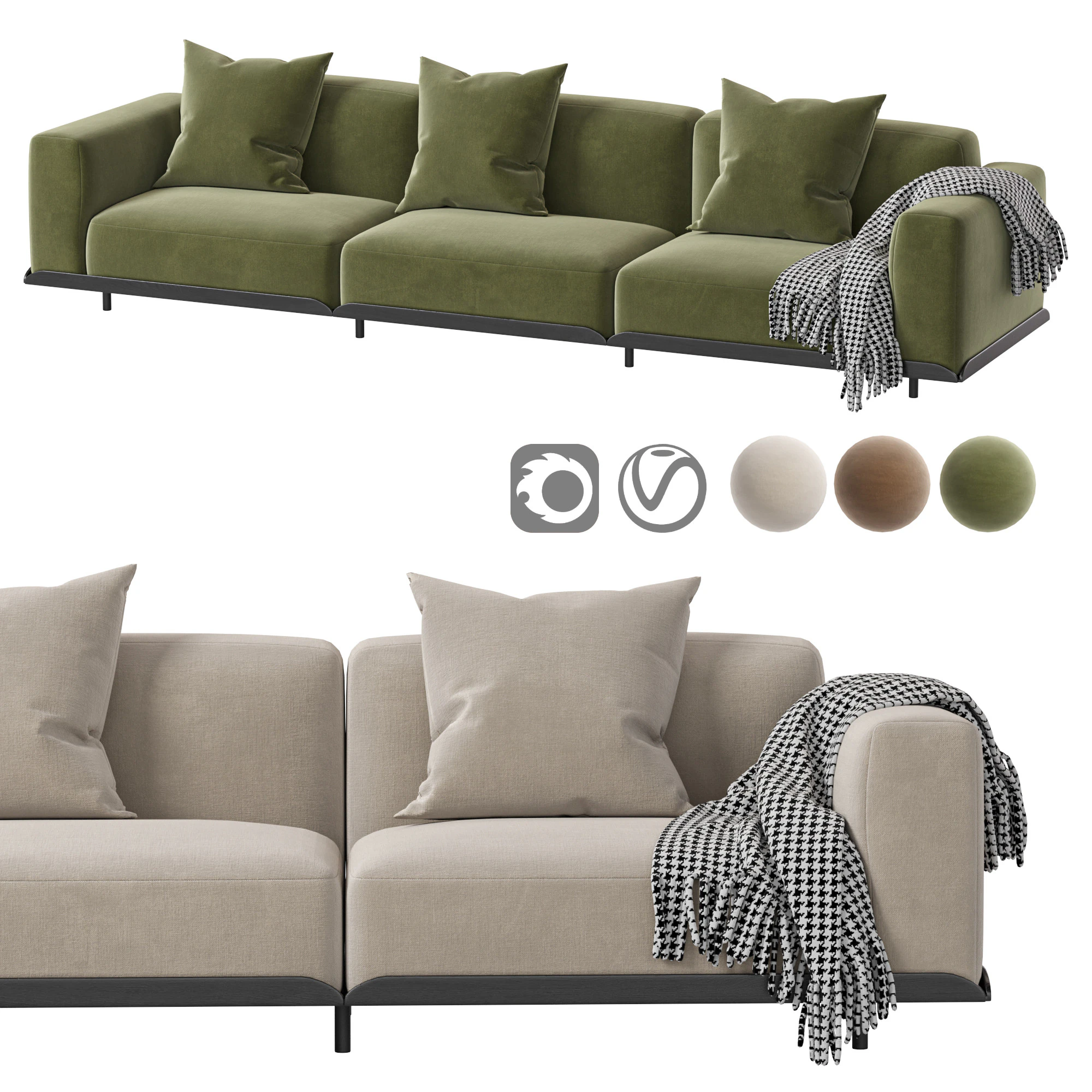 Arflex Claudine L Sofa 3D Model .c4d .max .obj .3ds .fbx .stl .blend