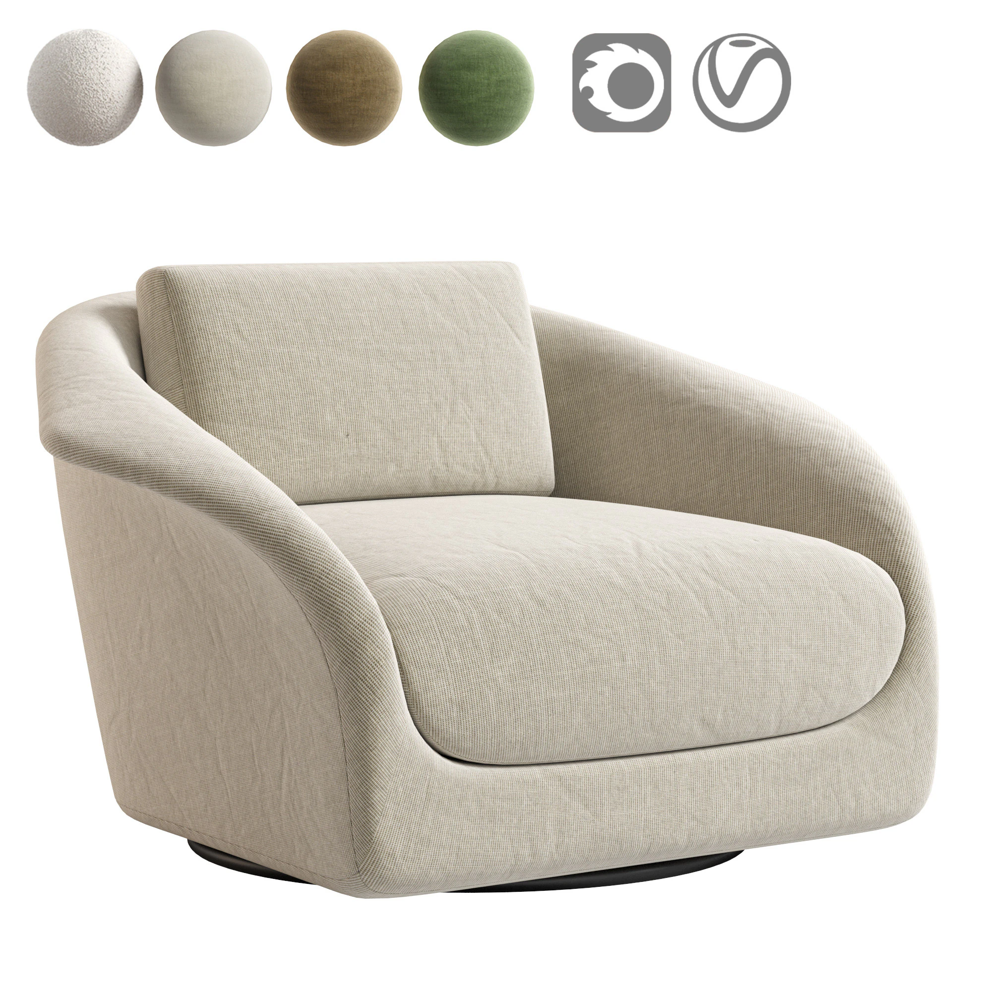 Ezra Swivel Chair 3D Model .c4d .max .obj .3ds .fbx .stl .blend