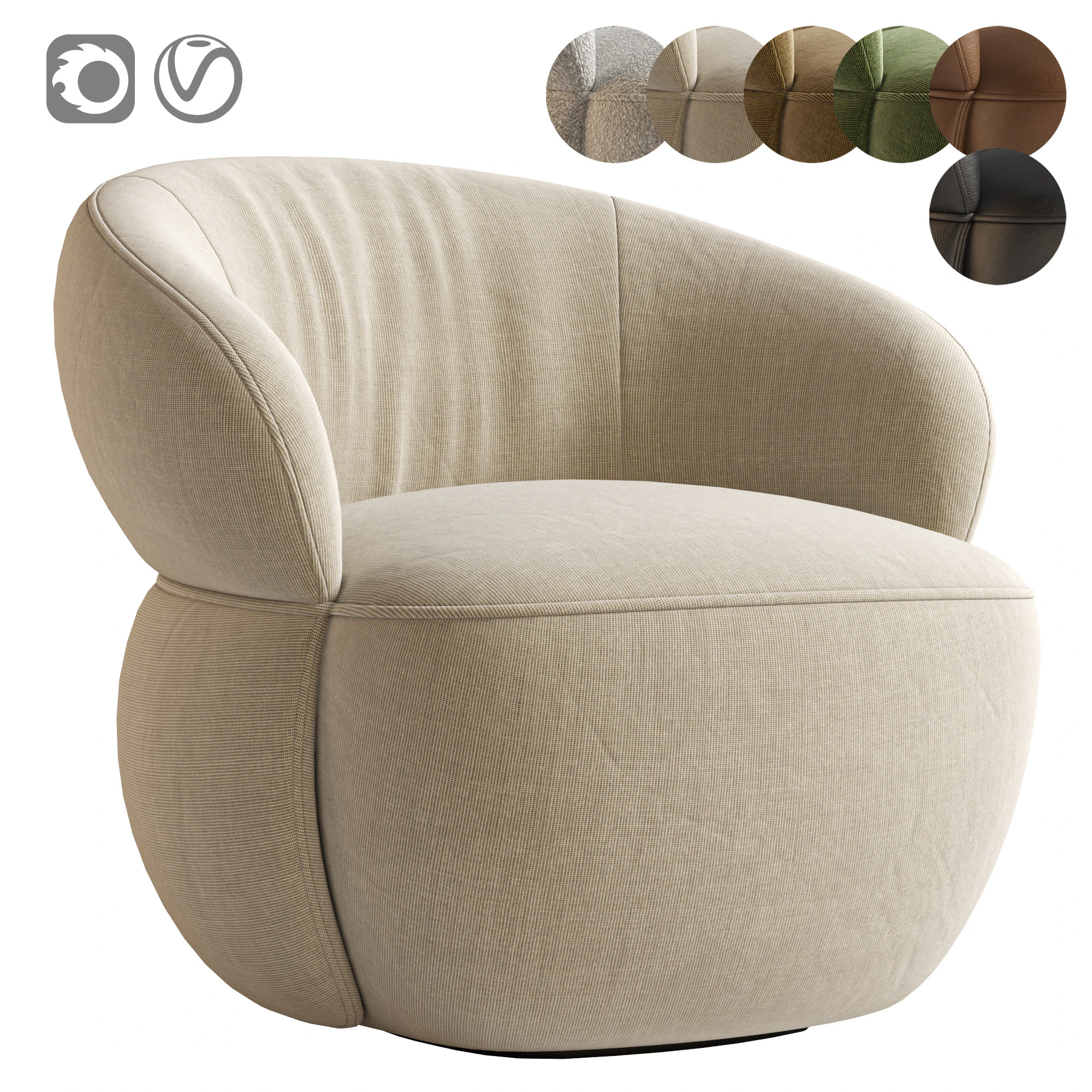 SAN REMO armchair by Riviera Maison 3D Model .c4d .max .obj .3ds .fbx .stl .blend