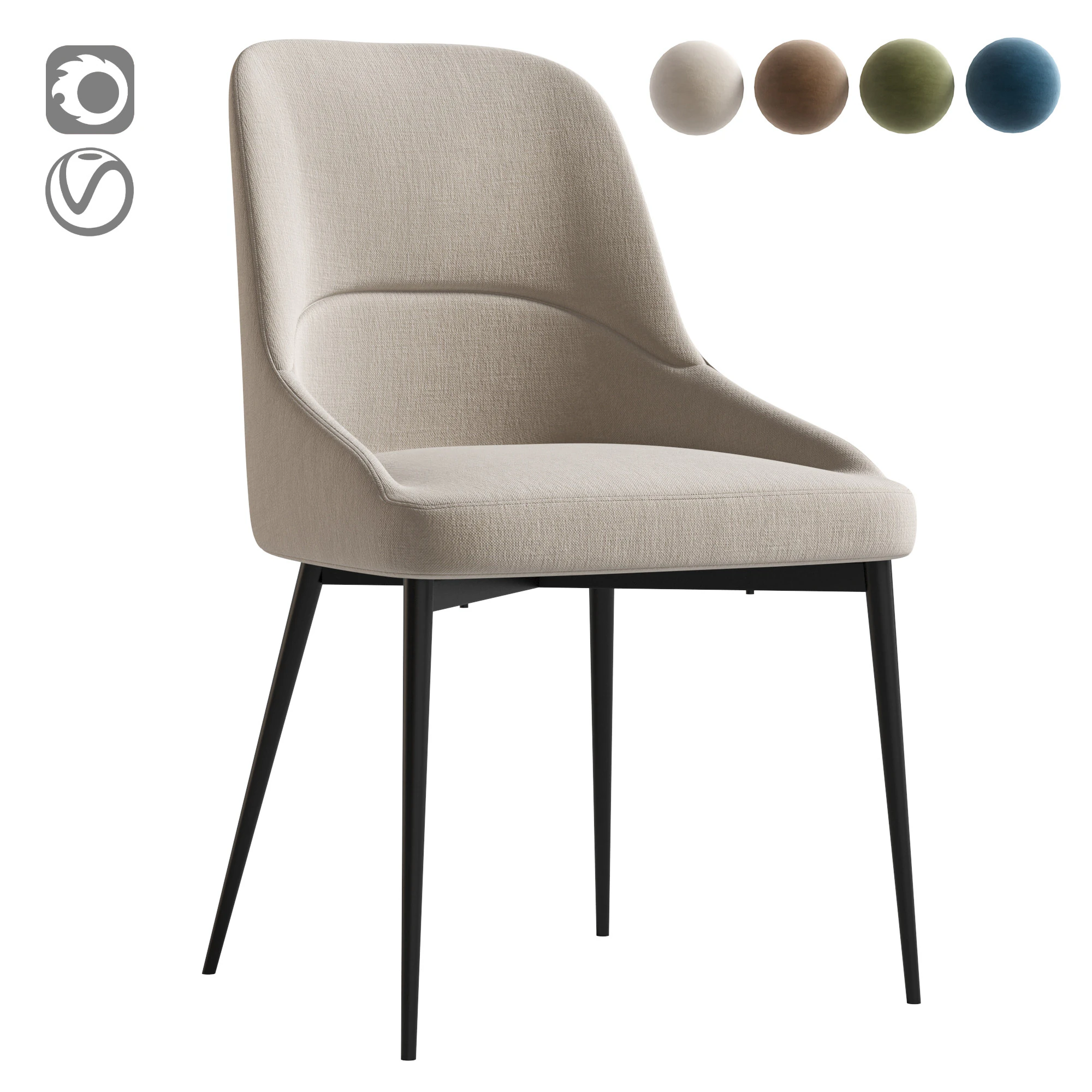 CARTER DINING CHAIR 3D Model .c4d .max .obj .3ds .fbx .stl .blend 