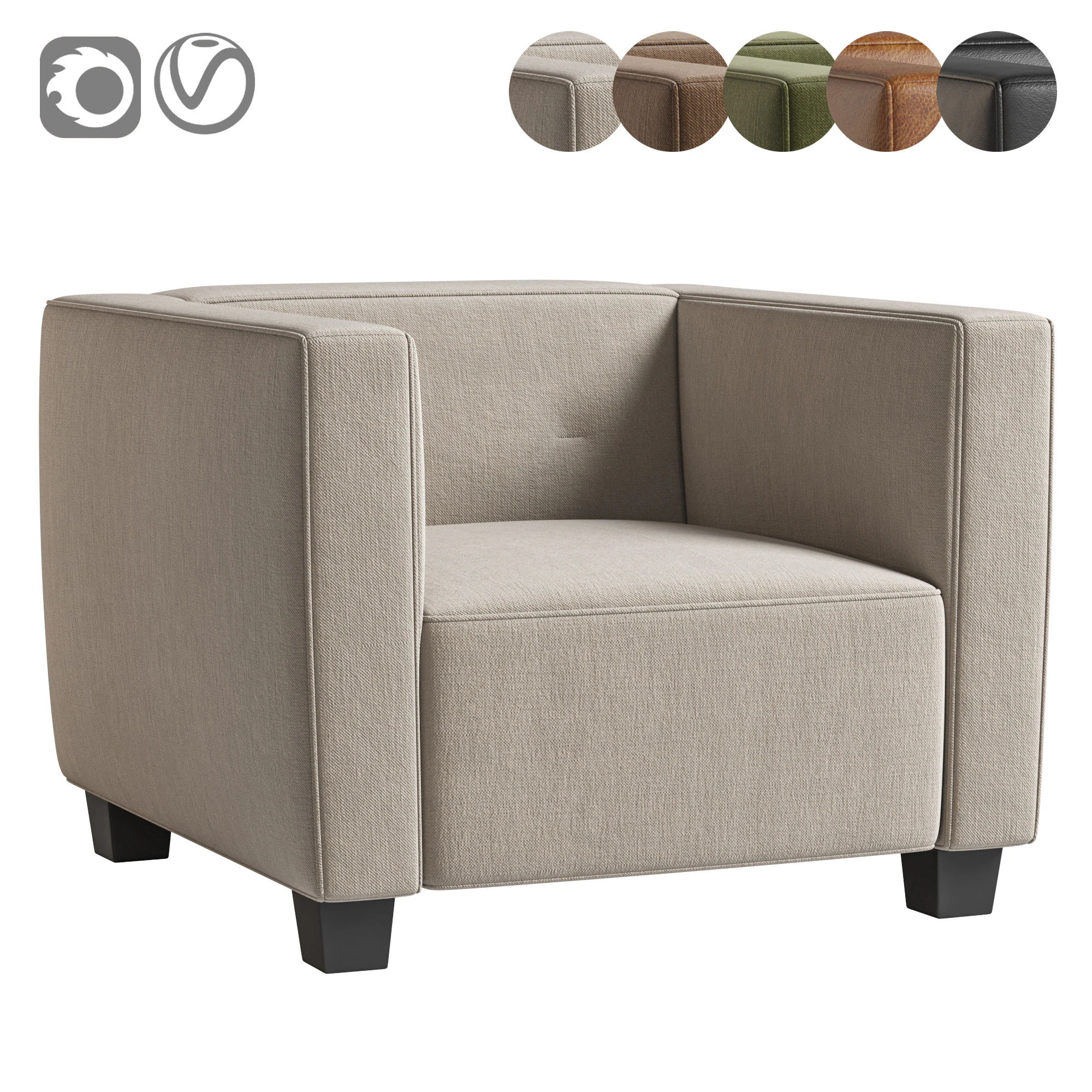 HAMPTON HEIGHTS Armchair by Riviera Maison 3D Model .c4d .max .obj .3ds .fbx .stl .blend 