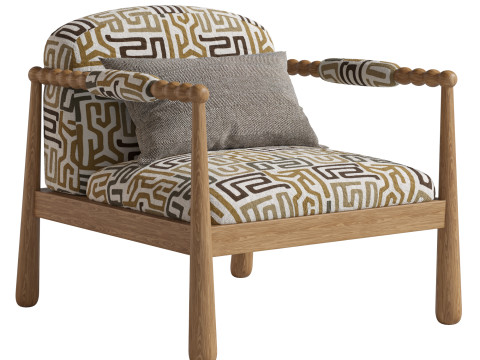 Pippa Leora Block Print Accent Chair Modelo 3D