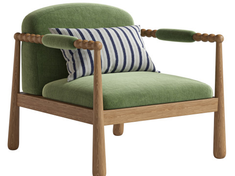 Pippa Leora Block Print Accent Chair Modelo 3D