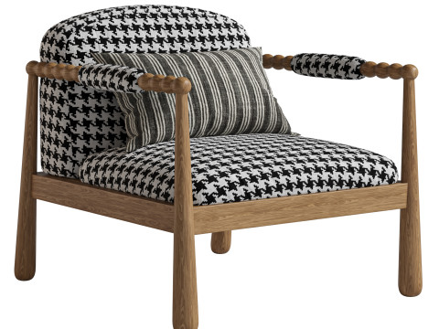 Pippa Leora Block Print Accent Chair Modelo 3D