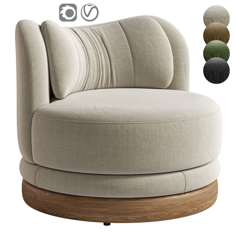Norris Vegetable Dyed Linen Swivel Chair 3D-Modell .c4d .max .obj .3ds .fbx .stl .blend