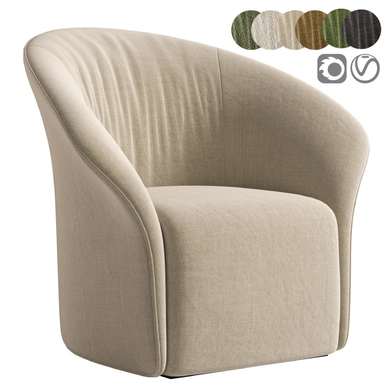 FULHAM Armchair by Gianfranco Ferre Home 3D Model .c4d .max .obj .3ds .fbx .stl .blend 
