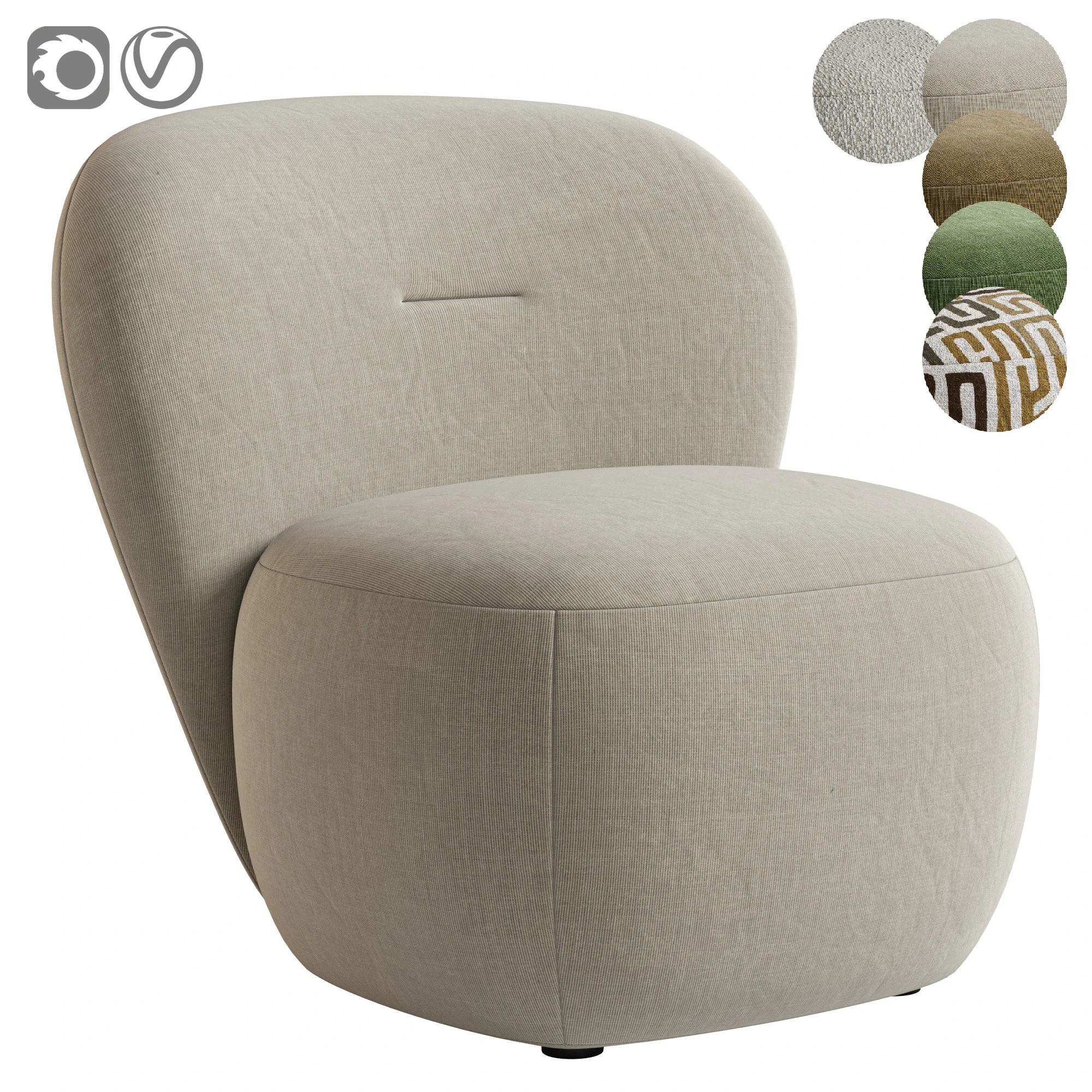 Loll 07 Armchair Polar Bear 3D Model .c4d .max .obj .3ds .fbx .stl .blend 