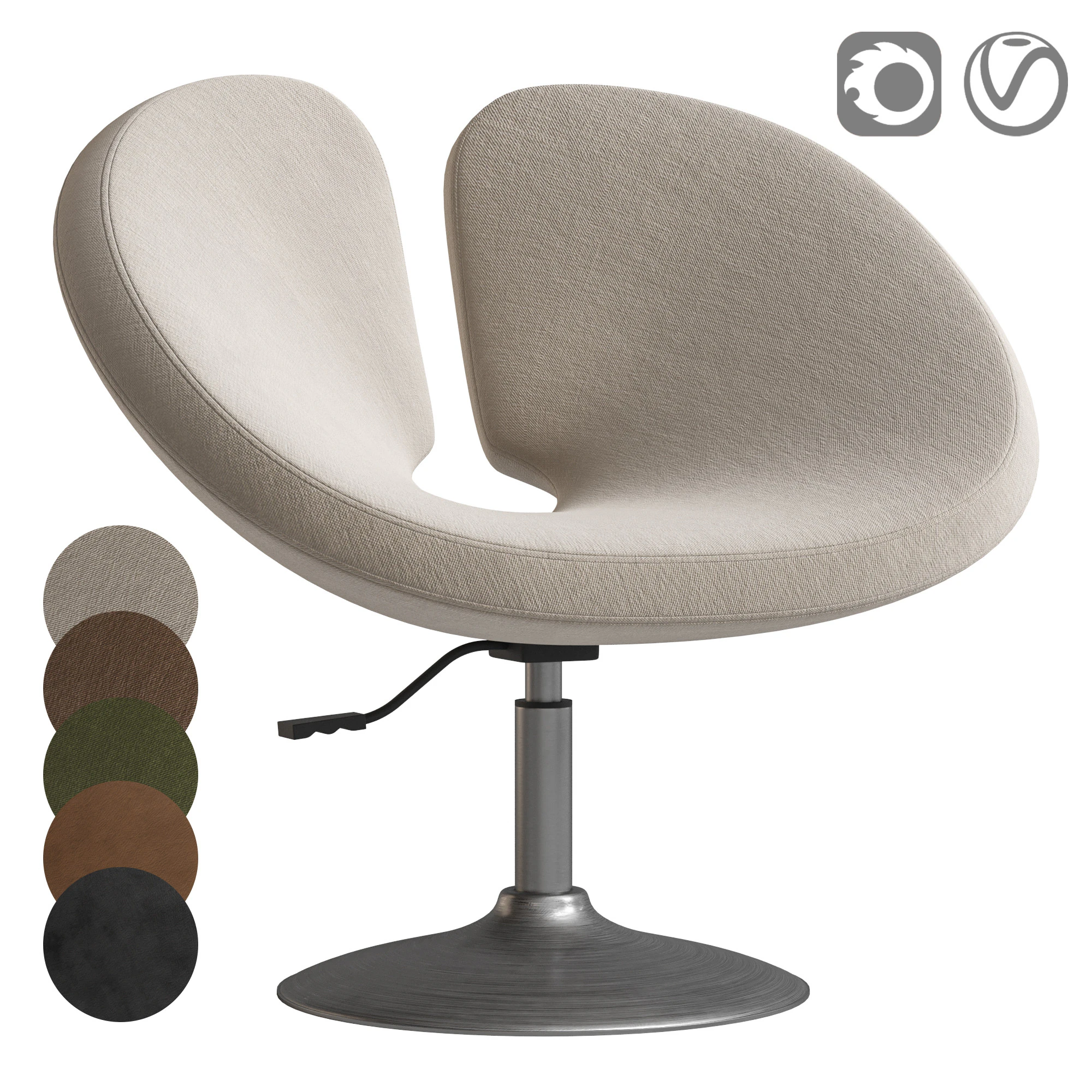 Perch Faux Leather Height Adjustable Chair 3D Model .c4d .max .obj .3ds .fbx .stl .blend 