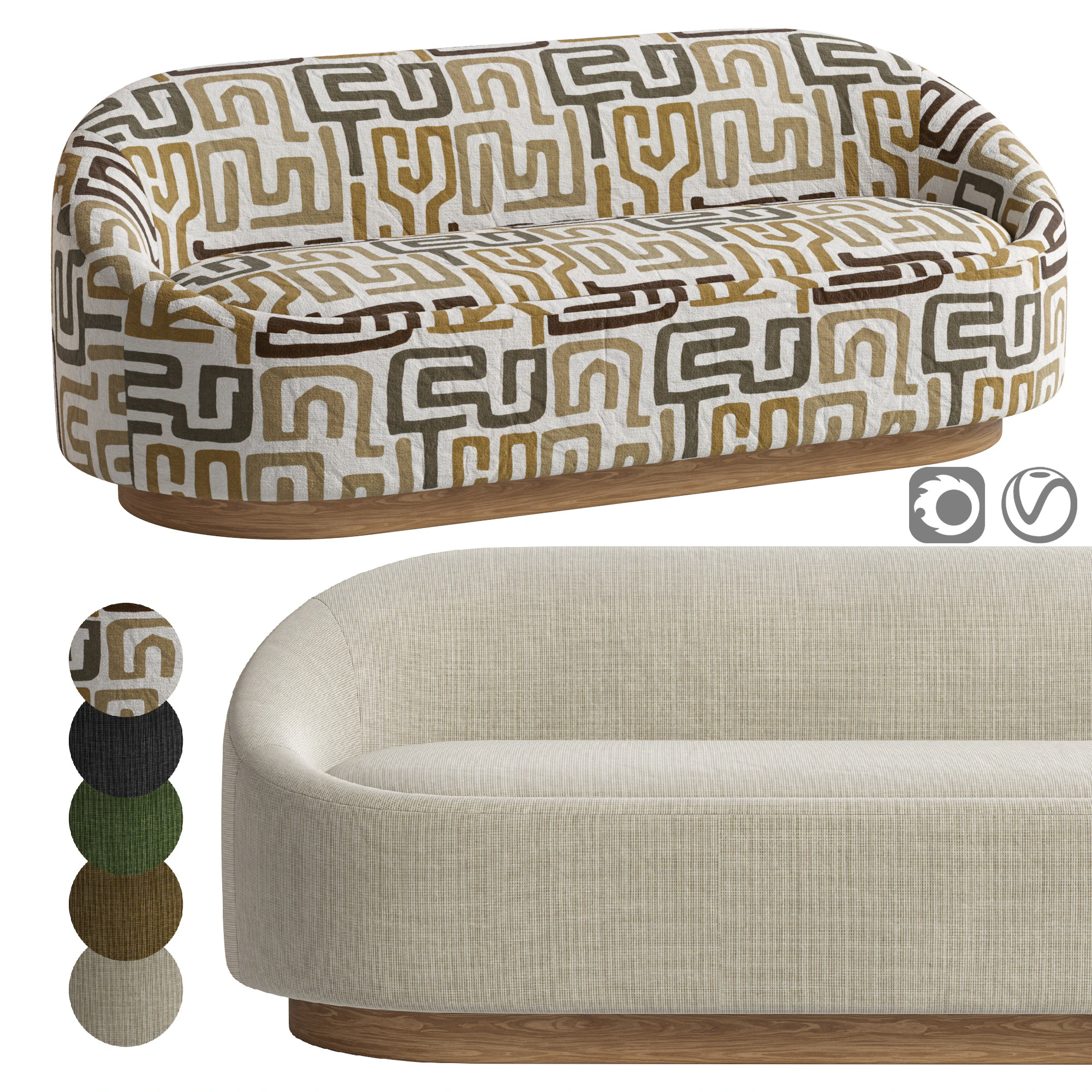 Berlin Sofa By Pierre Frey 3D Model .c4d .max .obj .3ds .fbx .stl .blend 