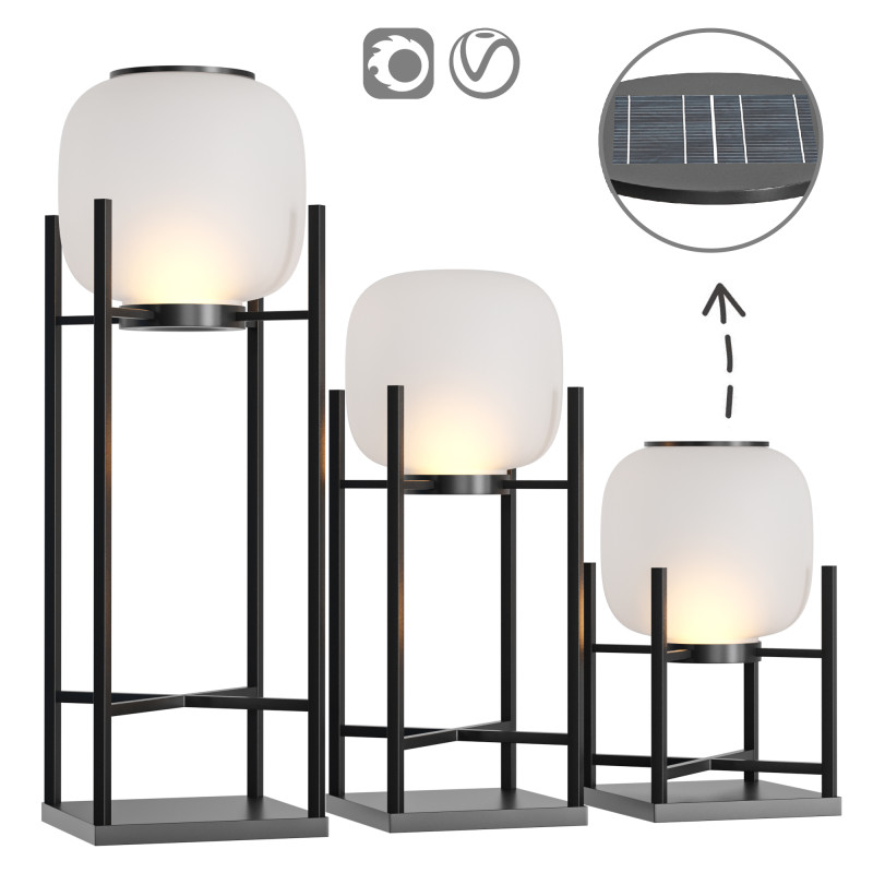 Modern Simplicity Solar Waterproof Cylinder Stainless Steel Acrylic LED Standing Floor Lamp For Outd 3Dモデル .c4d .max .obj .3ds .fbx .stl .blend