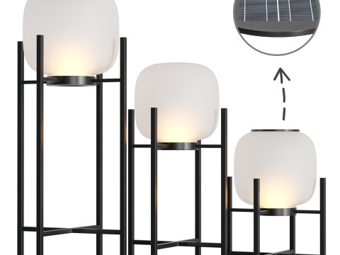 Modern Simplicity Solar Waterproof Cylinder Stainless Steel Acrylic LED Standing Floor Lamp For Outd 3D Model