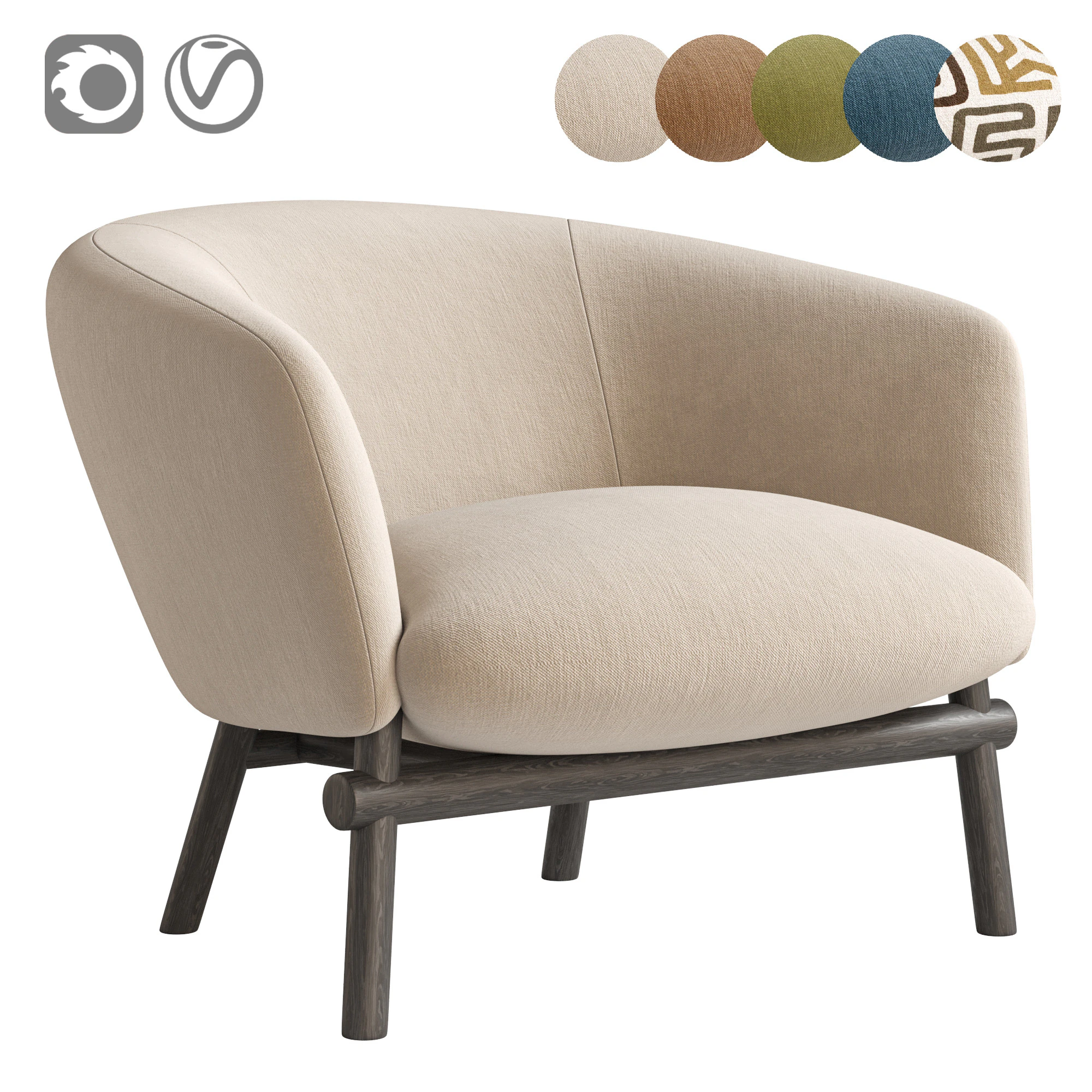 Livre Armchair By Gallotti Radice 3D Model .c4d .max .obj .3ds .fbx .stl .blend 