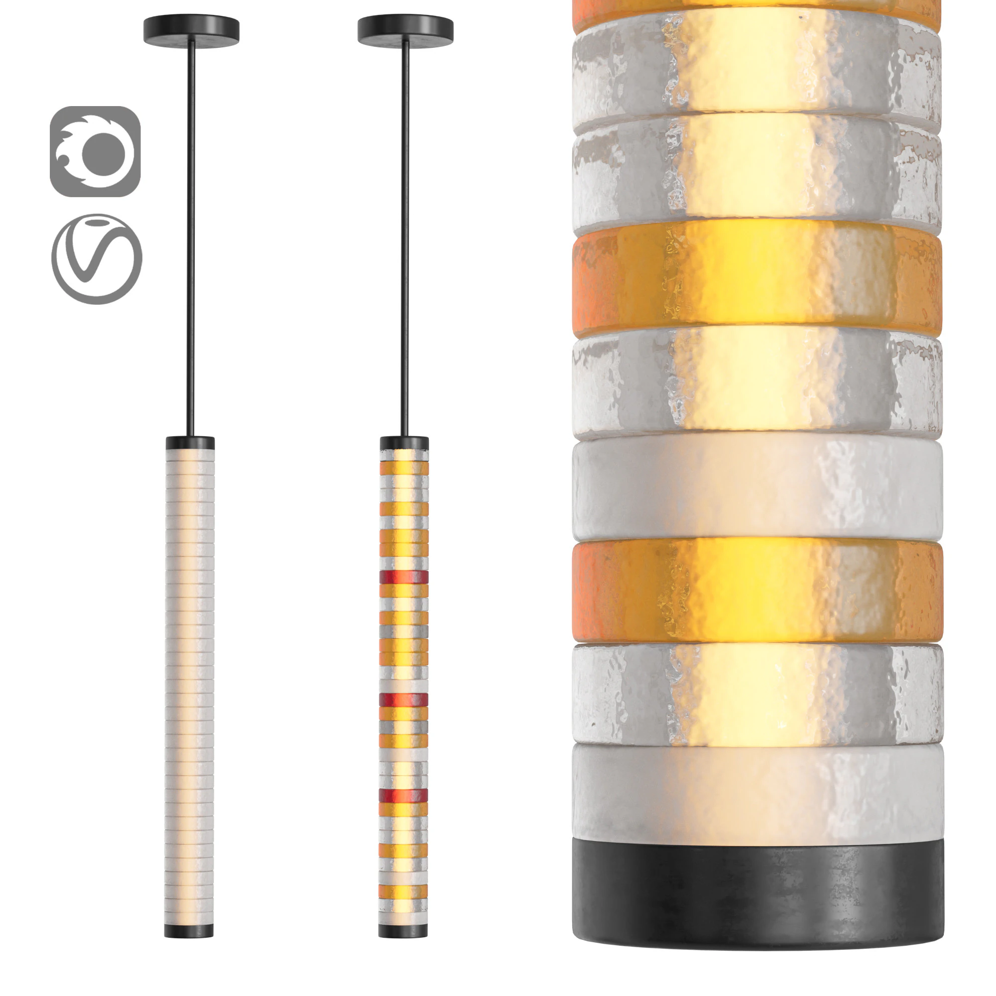 Galet Satin V Pendant by HOLLY HUNT 3D Model .c4d .max .obj .3ds .fbx .stl .blend 