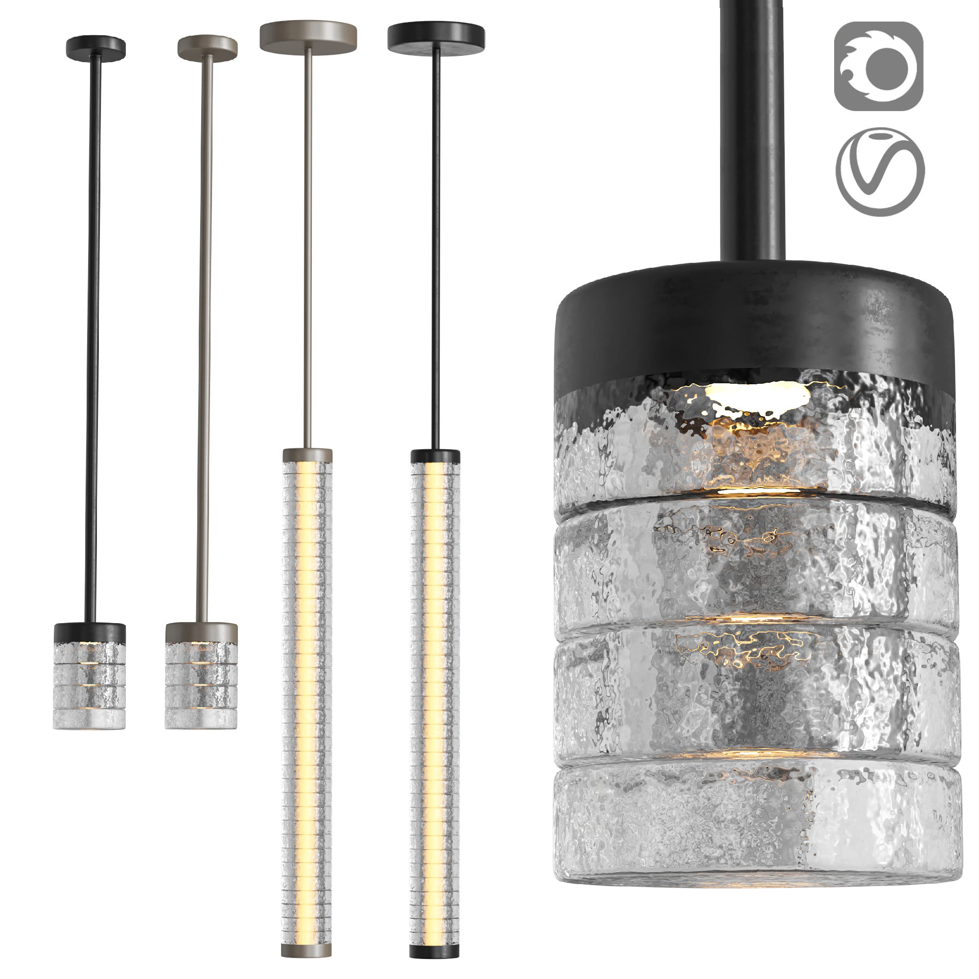 Galet V Pendant Lamp by HOLLY HUNT 3D Model .c4d .max .obj .3ds .fbx .stl .blend