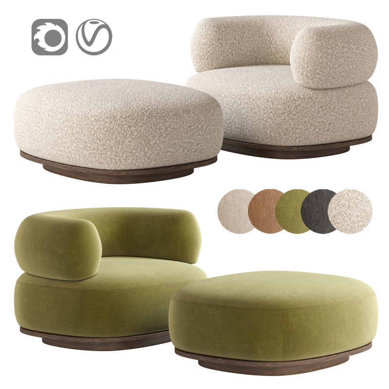 Split Armchair by Emmanuelle Simon 3D Model .c4d .max .obj .3ds .fbx .stl .blend
