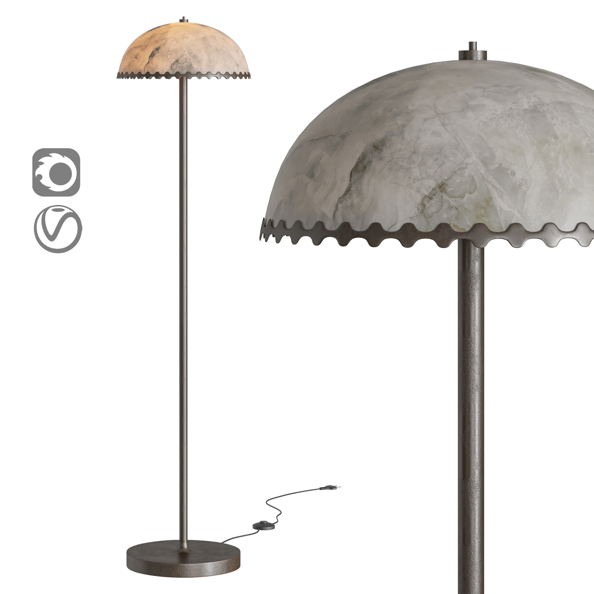 Oceana Black Metal Floor Lamp 3D Model .c4d .max .obj .3ds .fbx .stl .blend 