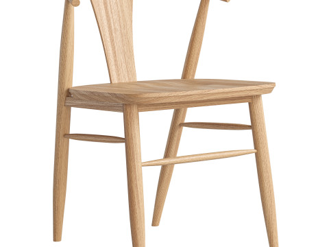 Fyn Natural Walnut Wood Dining Side Chair 3D Model