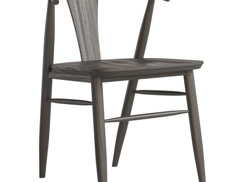 Fyn Natural Walnut Wood Dining Side Chair 3D Model