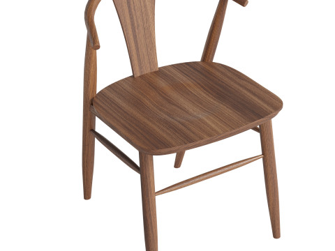 Fyn Natural Walnut Wood Dining Side Chair 3D Model